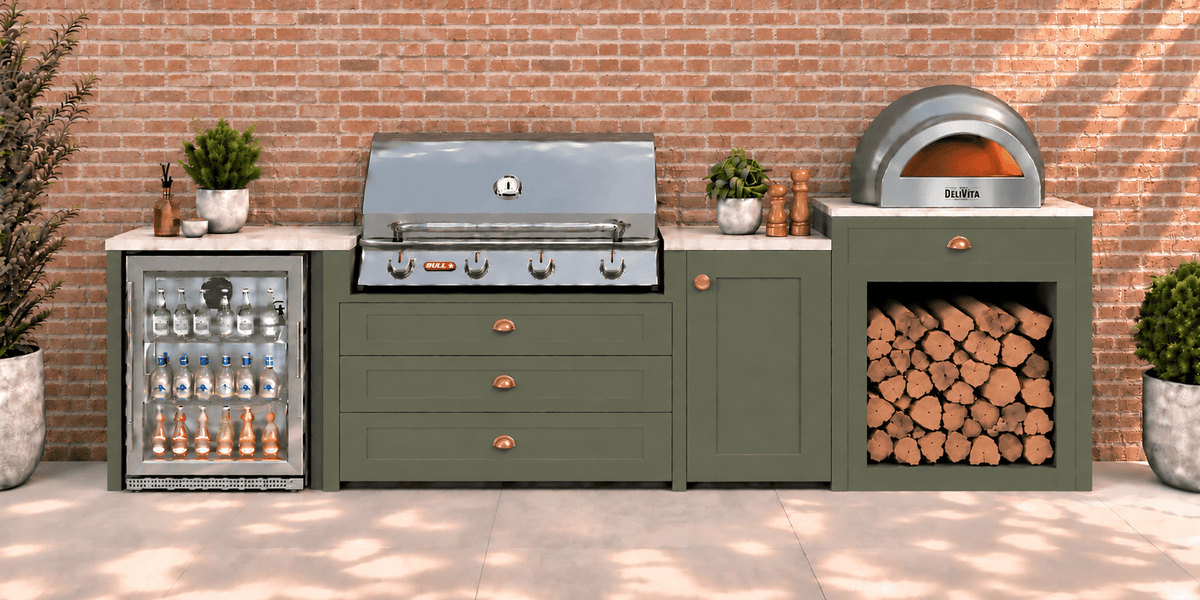 The Ashridge - 3m with Fridge, BBQ and Pizza Oven - The Outdoor Kitchen Company Ltd