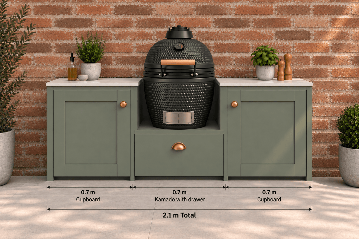 The Ashridge - 3m with with BBQ and Kamado - The Outdoor Kitchen Company Ltd