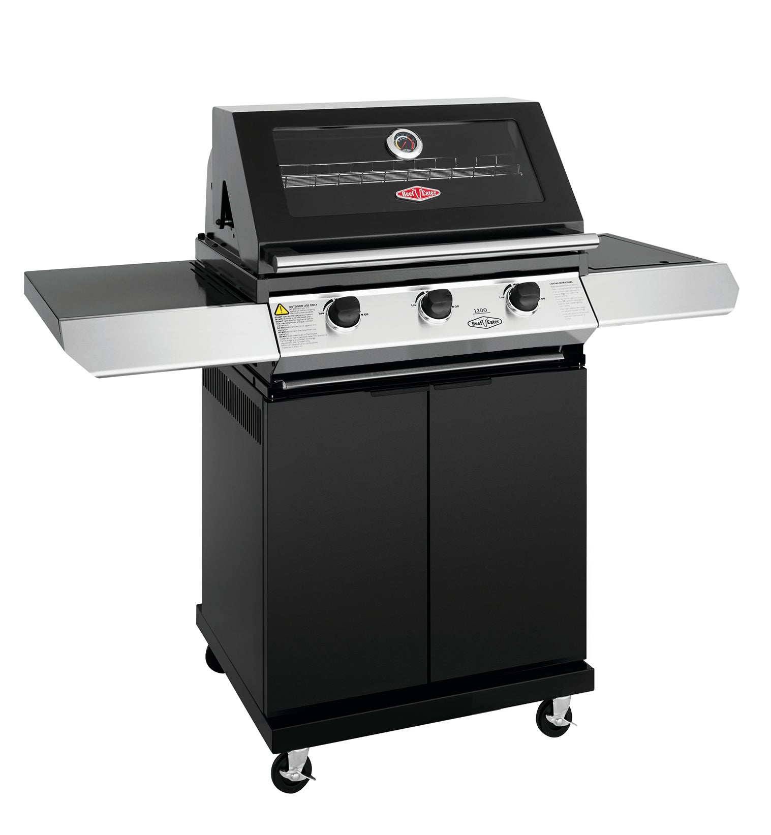Beefeater 1200S Series - 3 Burner BBQ & Side Burner Trolley - The Outdoor Kitchen Company Ltd