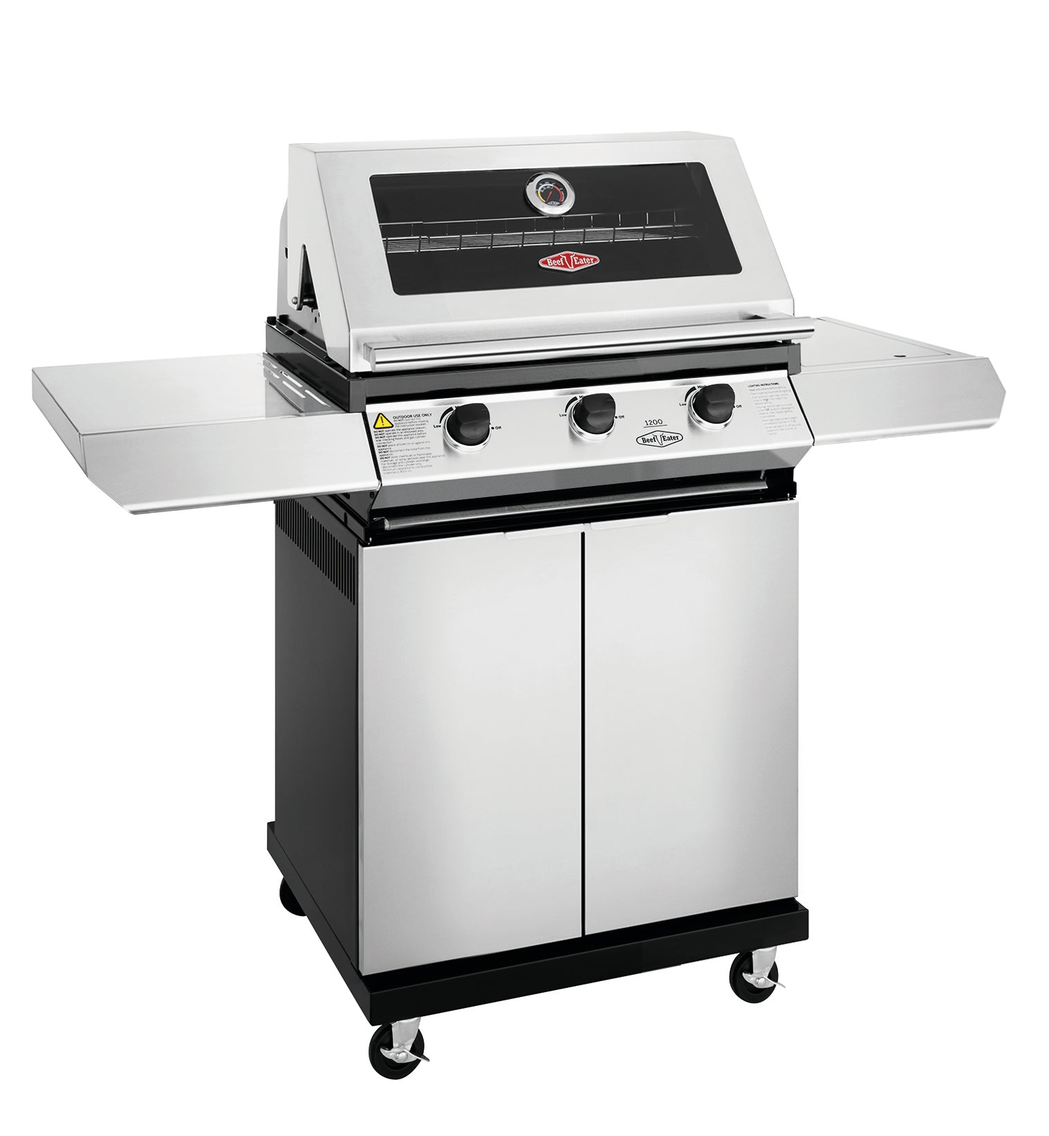 Beefeater 1200S Series - 3 Burner BBQ & Side Burner Trolley - The Outdoor Kitchen Company Ltd