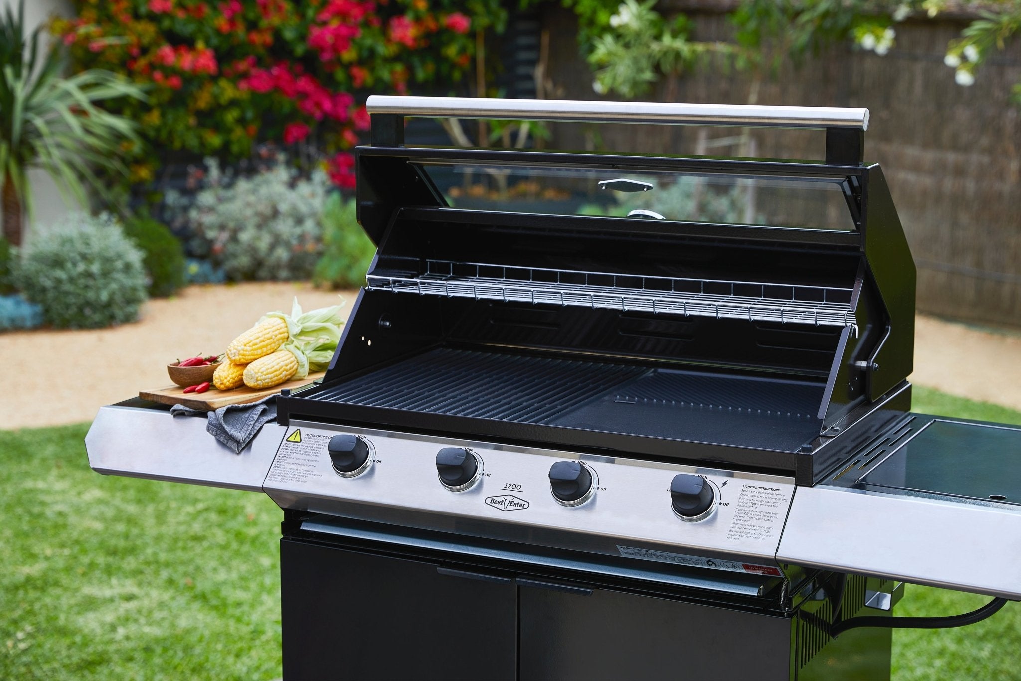 Beefeater 1200S Series - 5 Burner BBQ & Side Burner Trolley - The Outdoor Kitchen Company Ltd