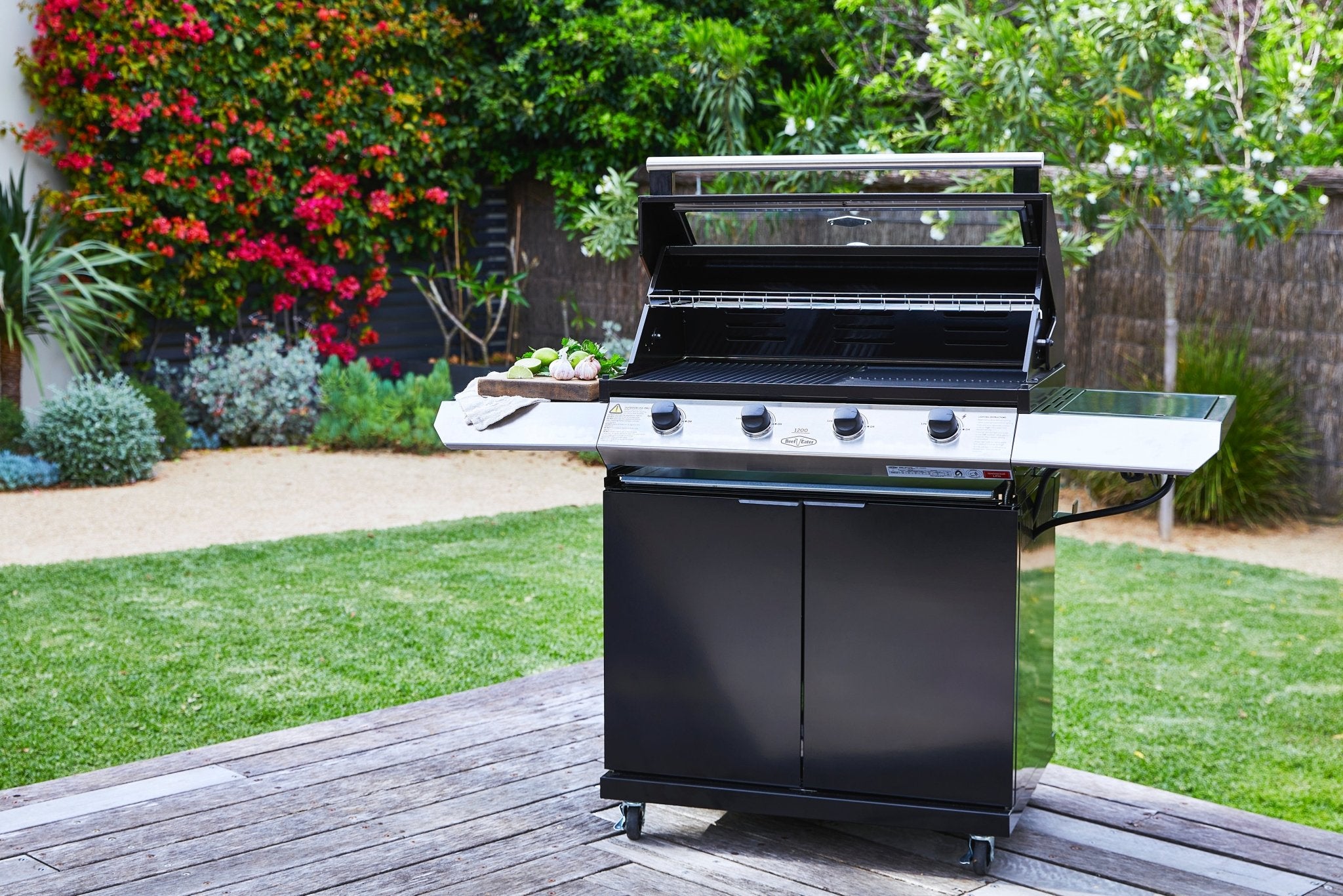 Beefeater 1200S Series - 3 Burner BBQ & Side Burner Trolley - The Outdoor Kitchen Company Ltd