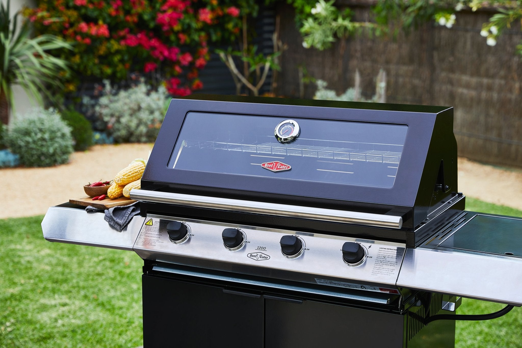 Beefeater 1200S Series - 4 Burner BBQ & Side Burner Trolley - The Outdoor Kitchen Company Ltd