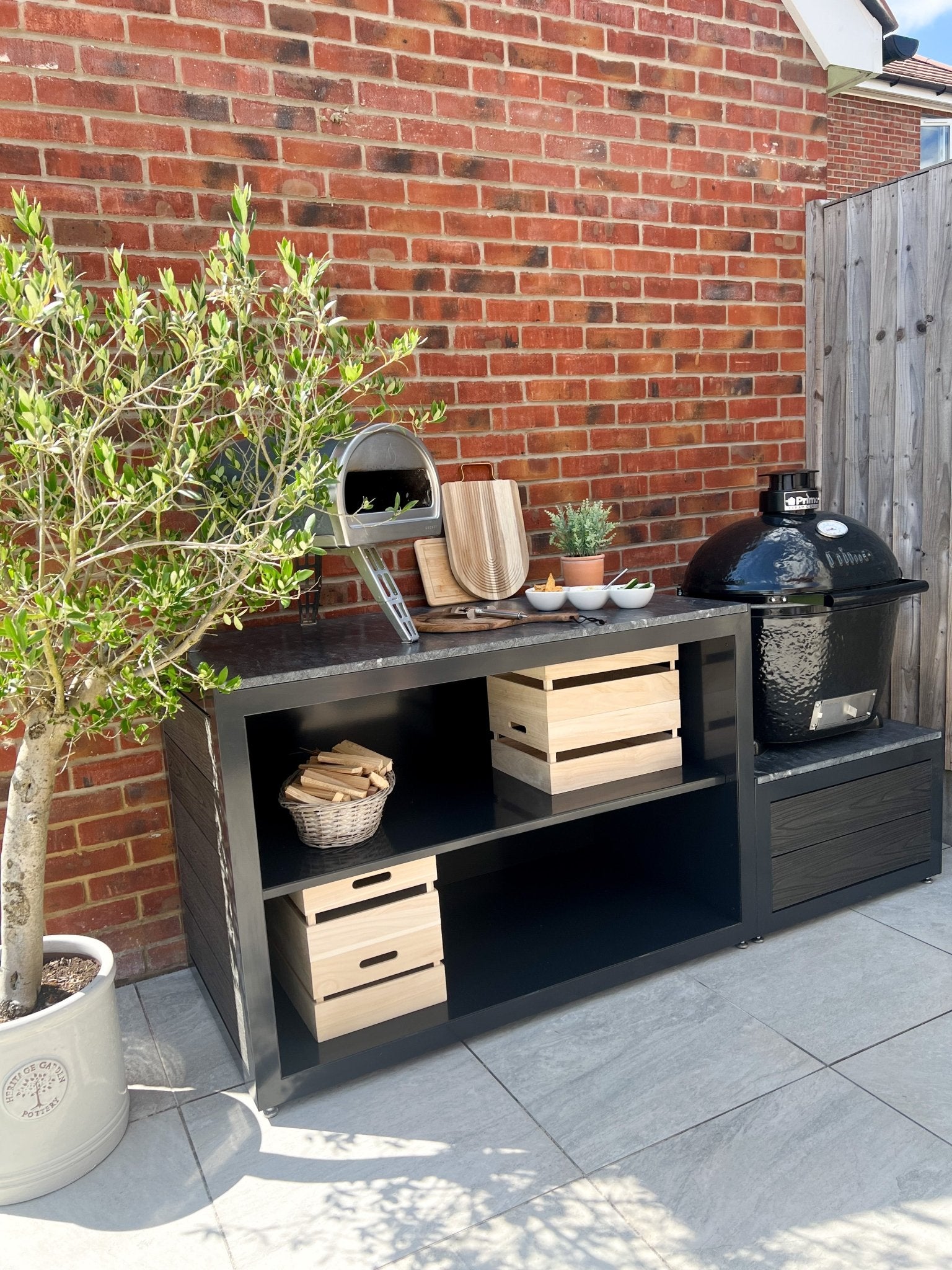 Shelves & Kamado Unit - The Outdoor Kitchen Company Ltd